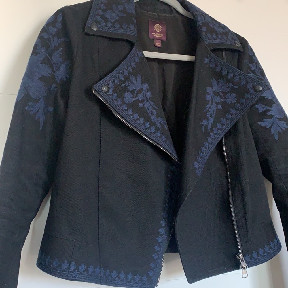 Luxury designer Marchesa Voyager Embroidered Moto - Picture 4 of 15